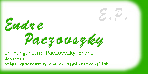 endre paczovszky business card